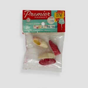 NWT Vintage Premier Toyland Doll Shoes Size 2 Red and White Fits Tammy Doll
